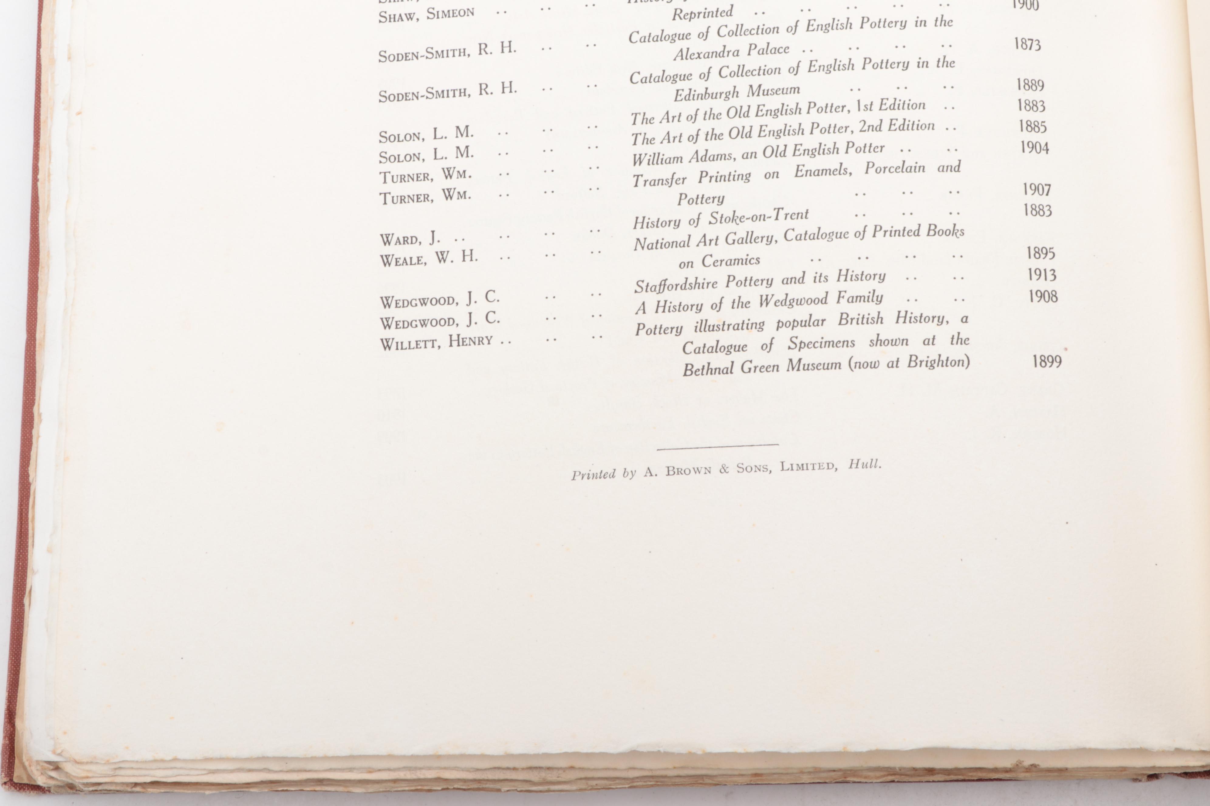 "The Earle Collection of Early Staffordshire Pottery" by Cyril Earle, 1915