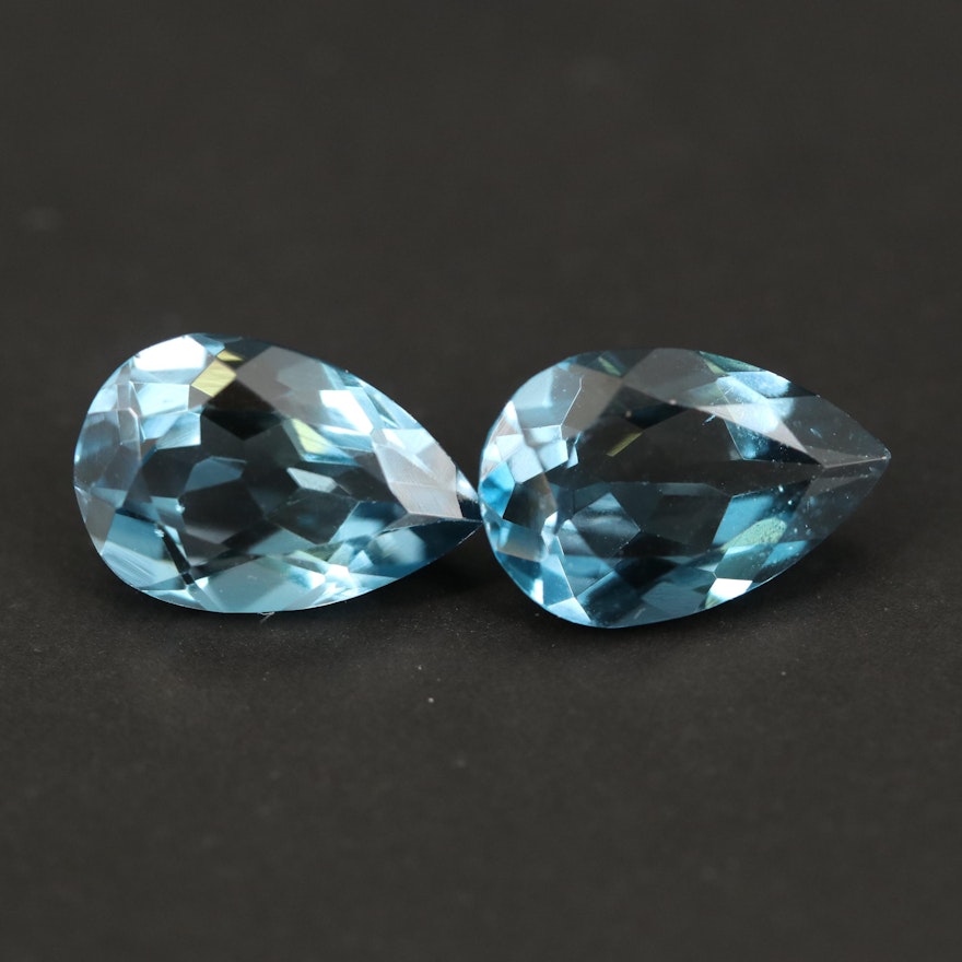 Loose Matched Pair of 7.27 CTW London Blue Topaz