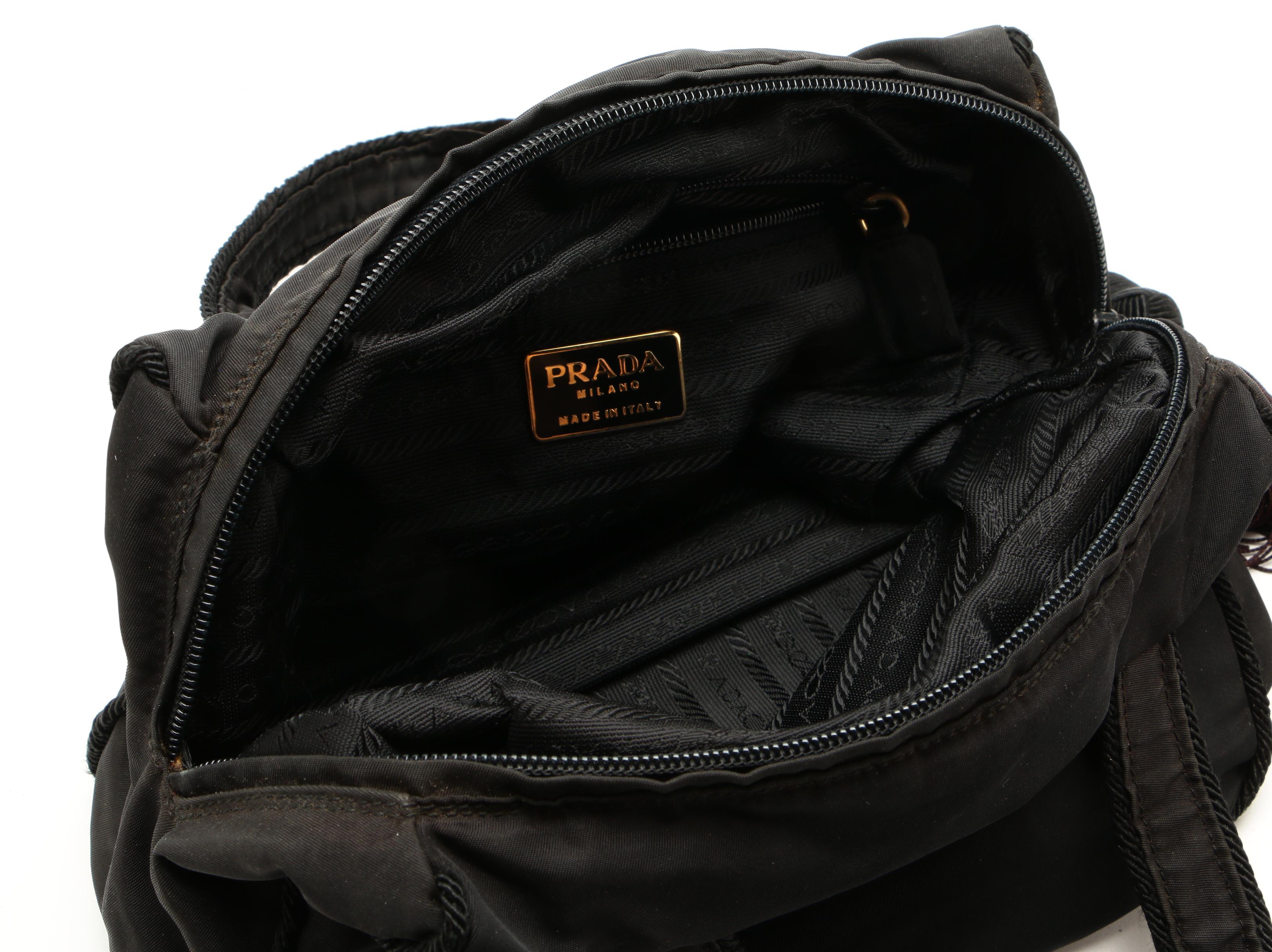 Prada Beaded Tassel Top Handle Bag in Black Tessuto Nylon