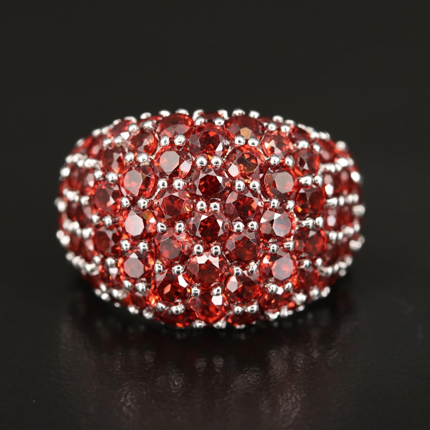 Sterling Garnet Cluster Ring