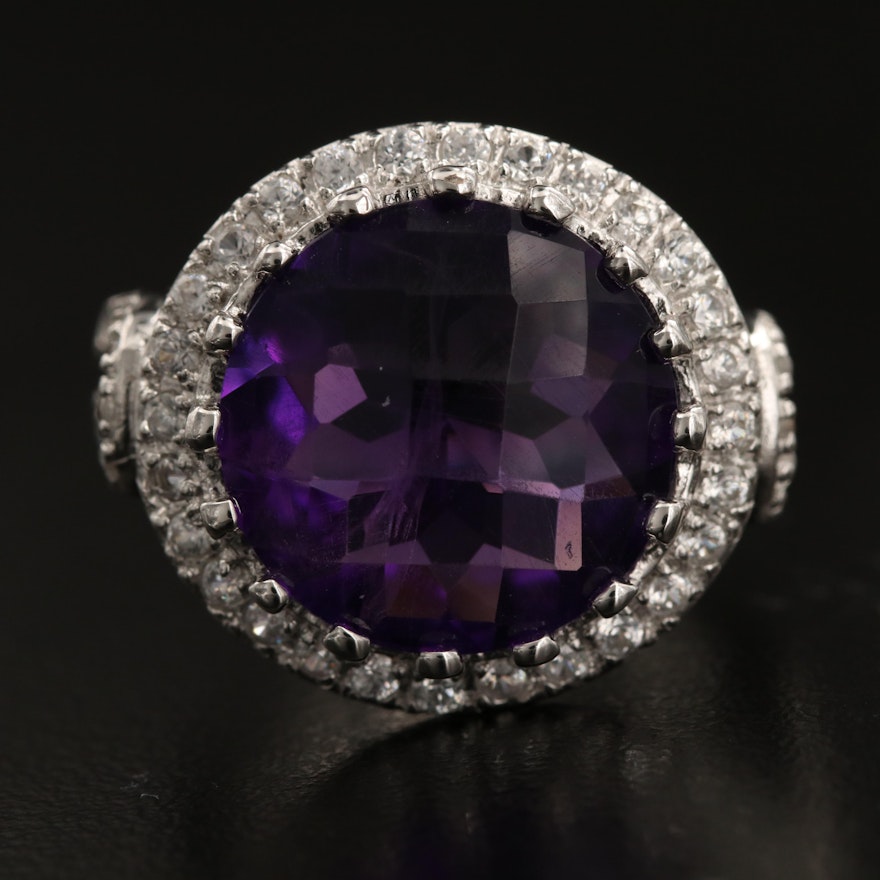 Sterling Amethyst and Zircon Ring