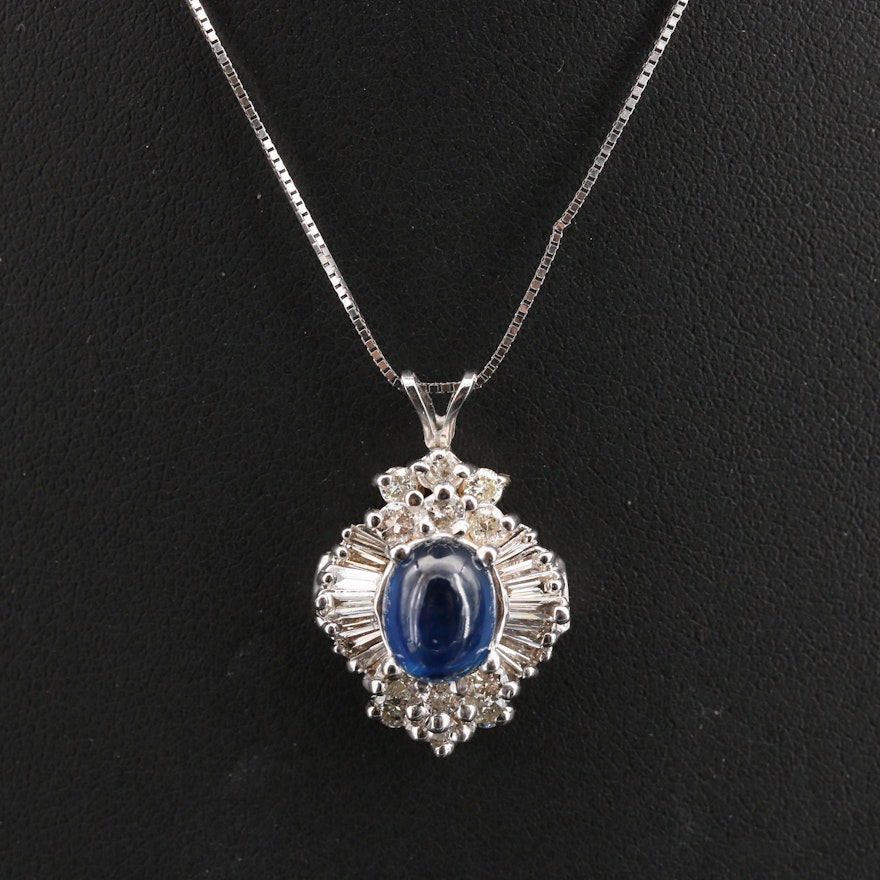 14K Sapphire and 1.13 CTW Diamond Pendant Necklace