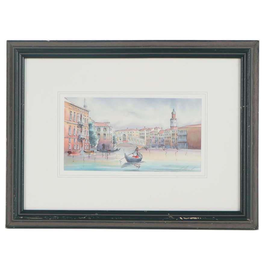 Claudio Baston Watercolor Painting of Venice