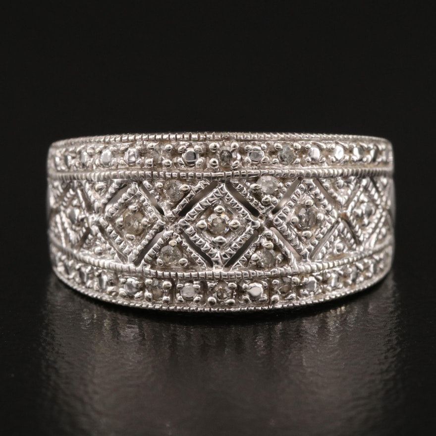 10K Diamond Openwork Tapered Band