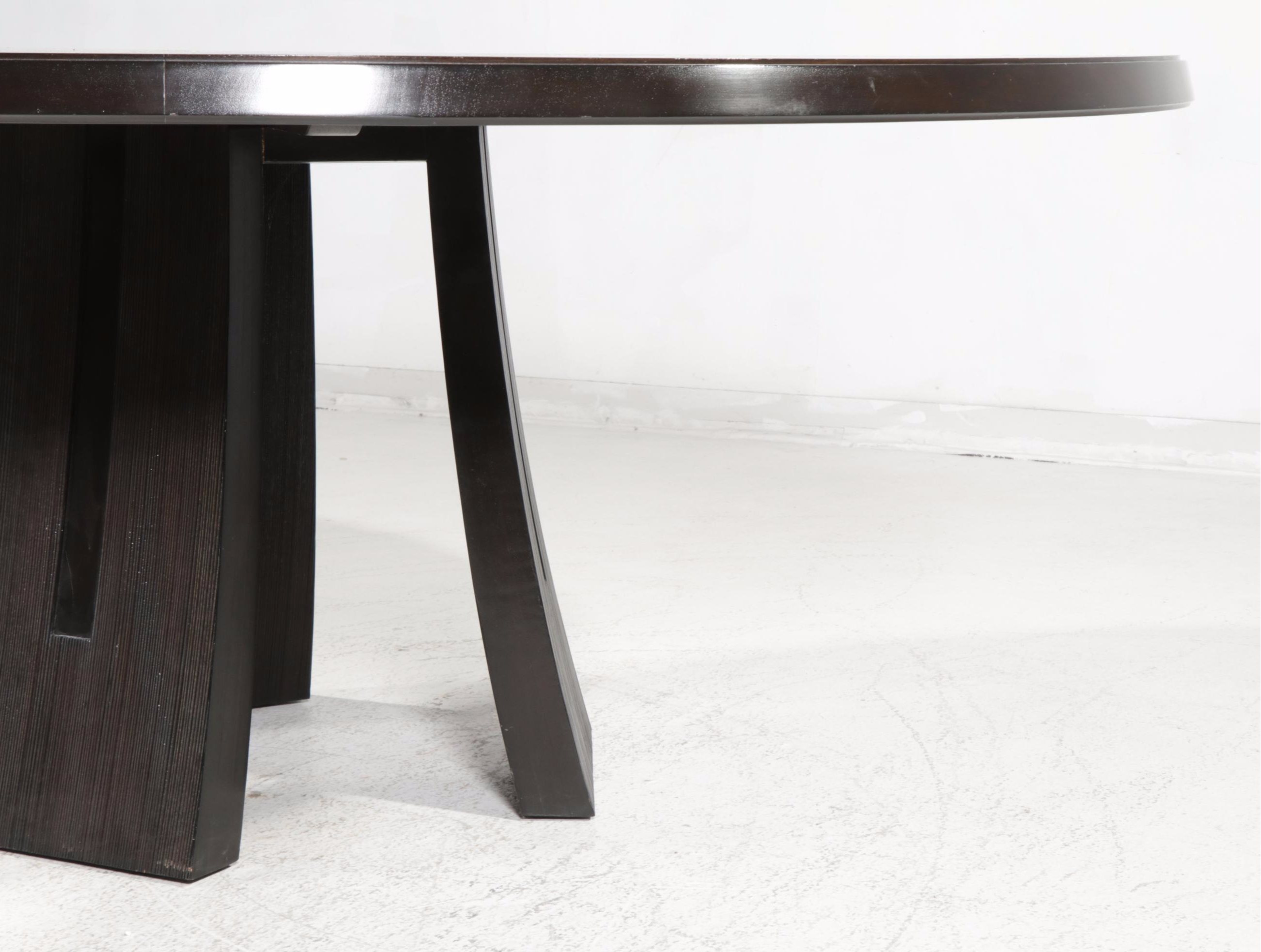 Contemporary Modernist Style Wood Pedestal Dining Table