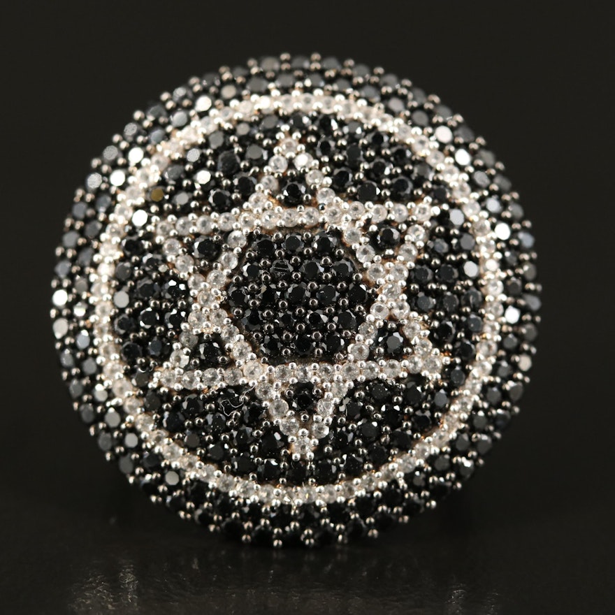 Sterling Spinel and Topaz Star of David Ring