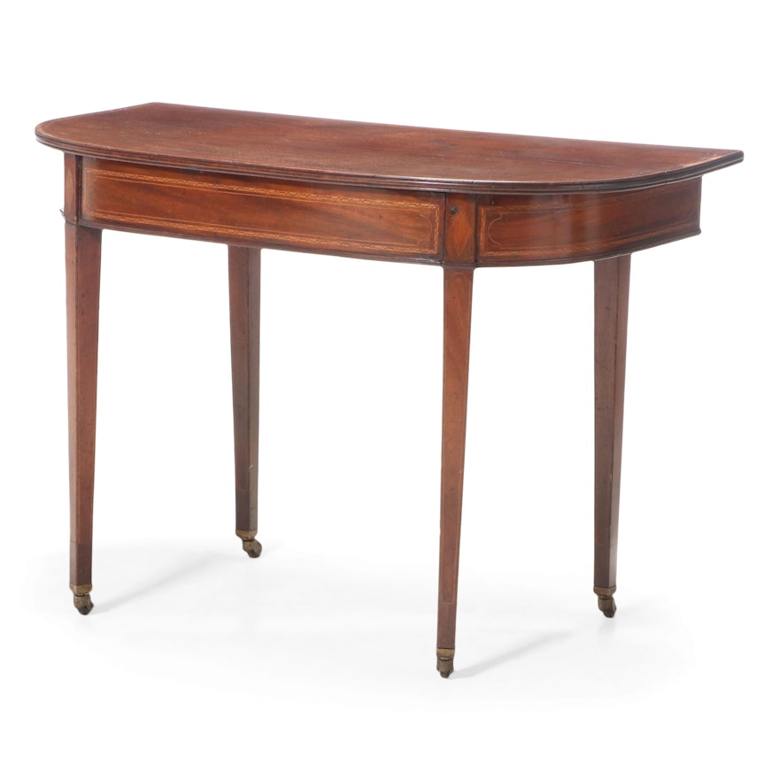 Hepplewhite Style Three-Part Inlaid Mahogany Dining Table