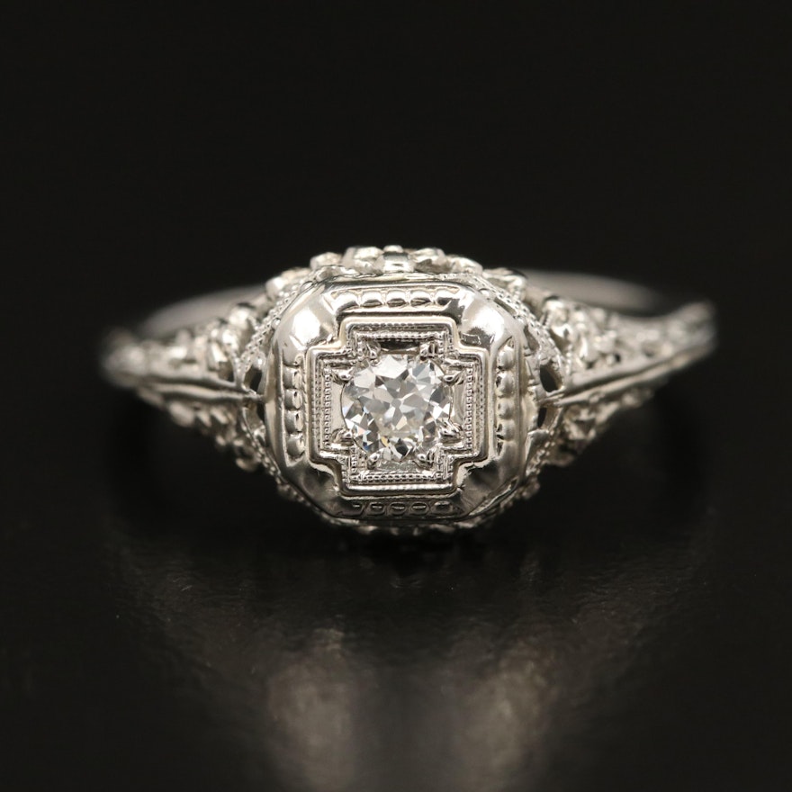 1930s 18K Diamond Openwork Ring