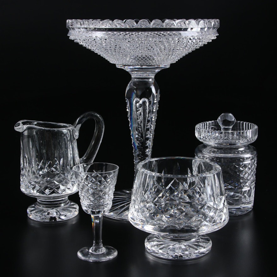 Waterford "Lismore" and "Alana" Crystal Tableware with Crystal Compote