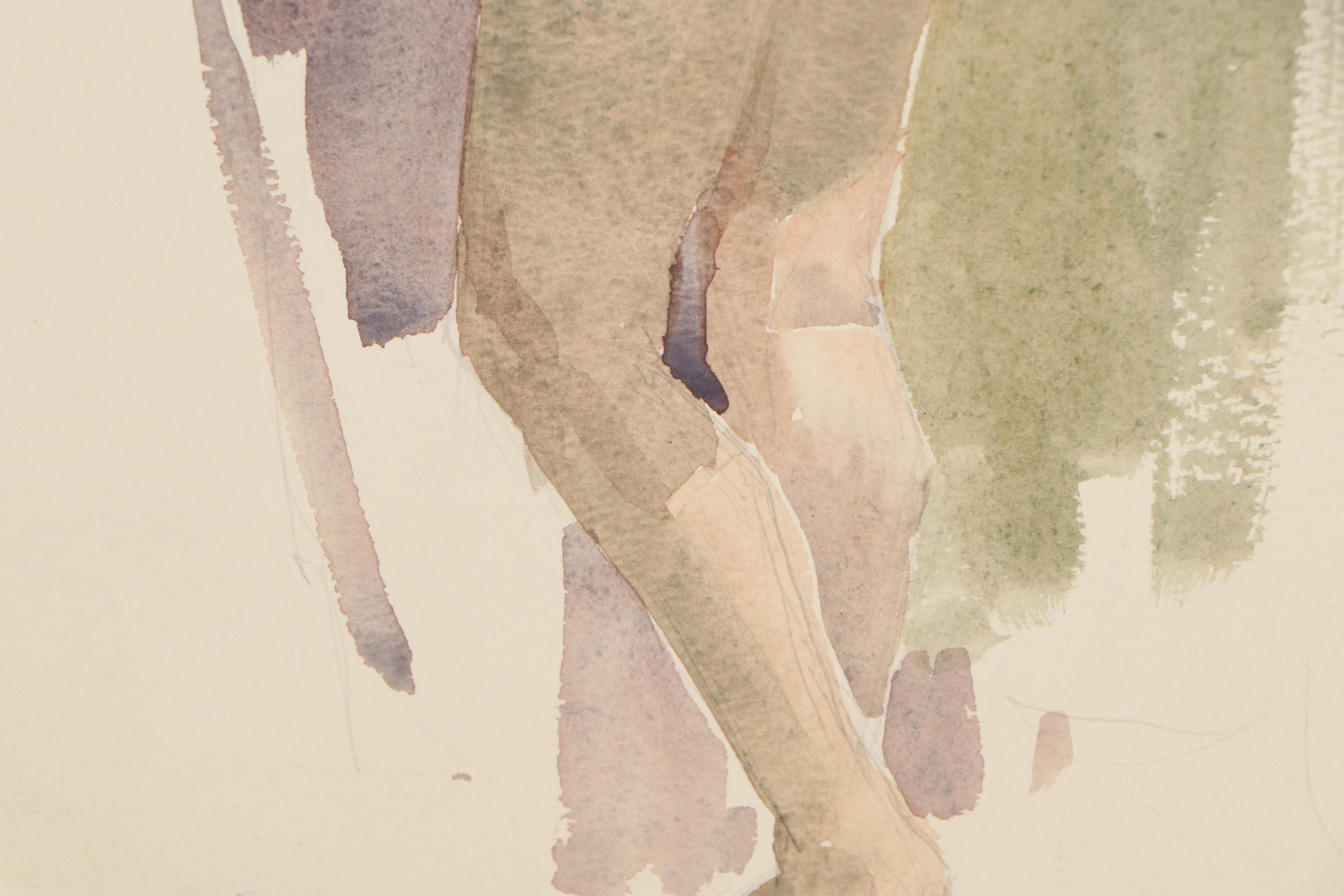 Edmond J. Fitzgerald Watercolor Painting of Standing Nude