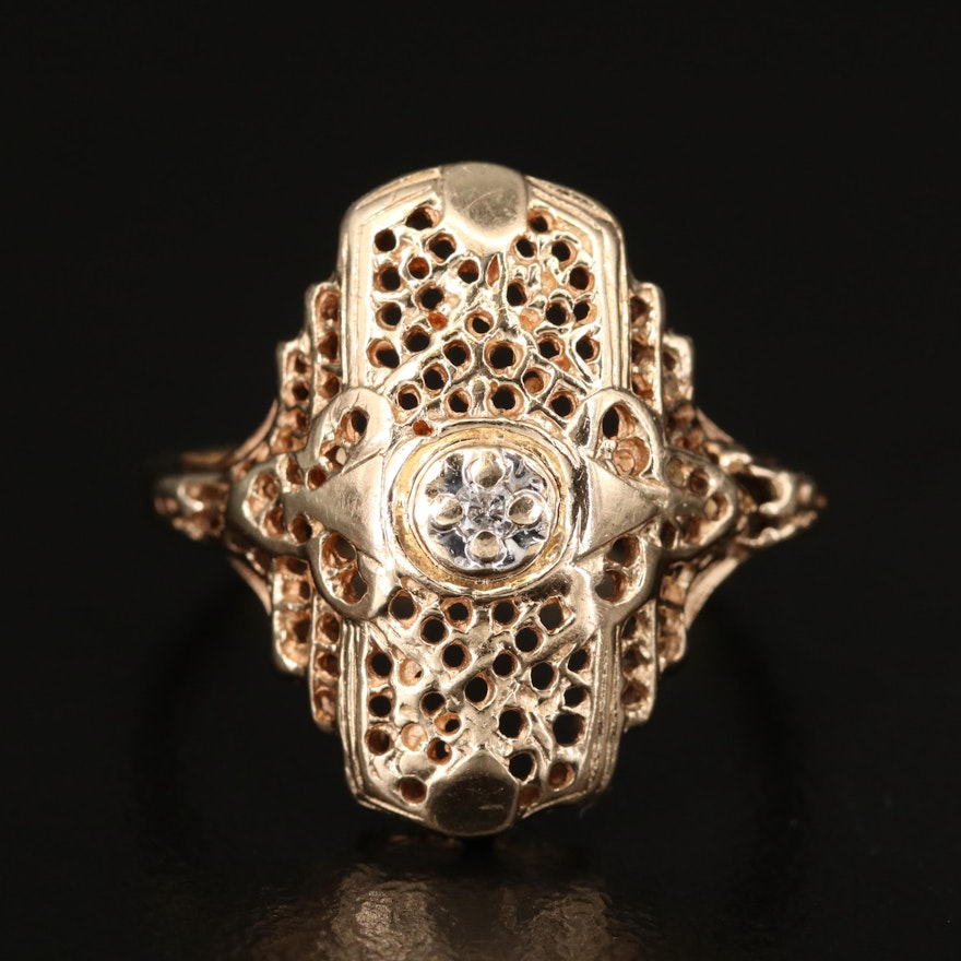 10K Diamond Openwork Ring