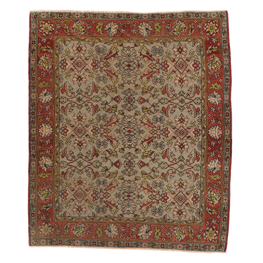 8' x 9'3 Handwoven Turkish Village Kilim Rug, 1930s