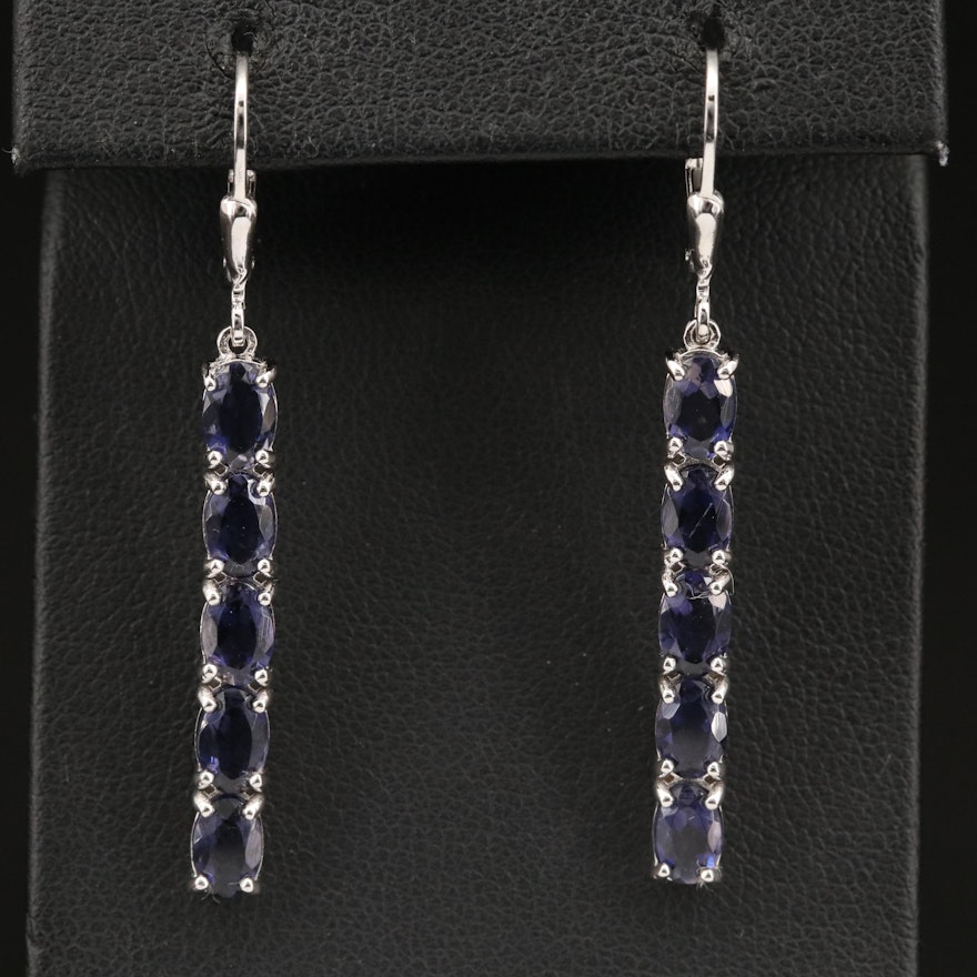 Sterling Silver Iolite Drop Earrings