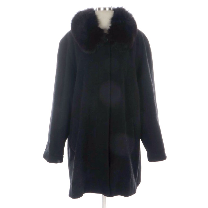 Forecaster of Boston Wool Button-Front Coat with Fox Fur Collar