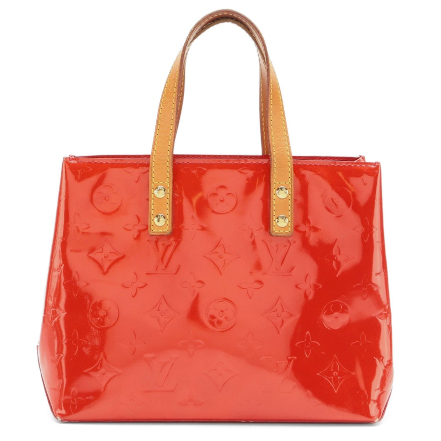 Louis Vuitton Reade PM Tote in Red Vernis and Vachetta Leather