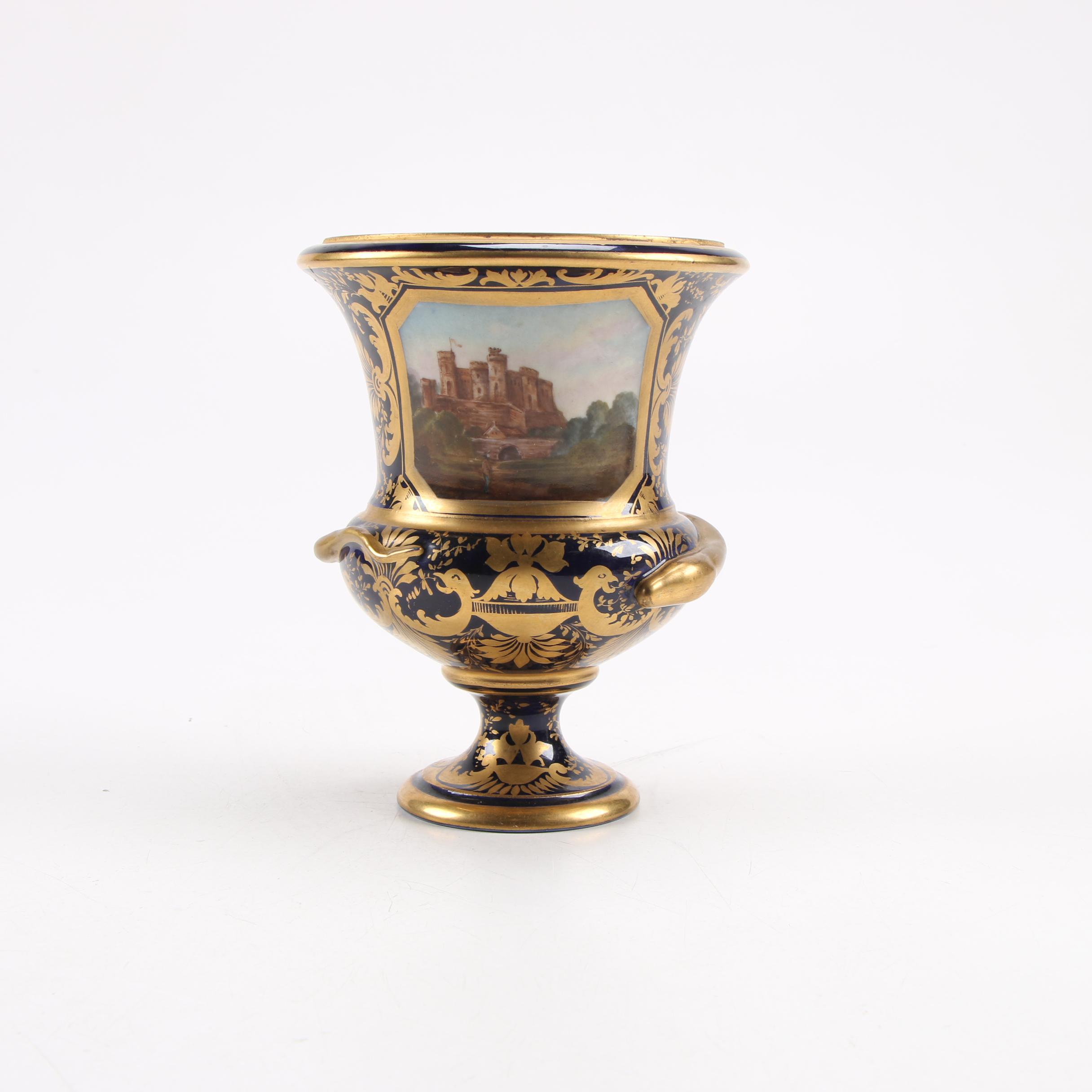 English Cobalt and Gilt Landscape Urn, Royal Vienna and Other European Porcelain