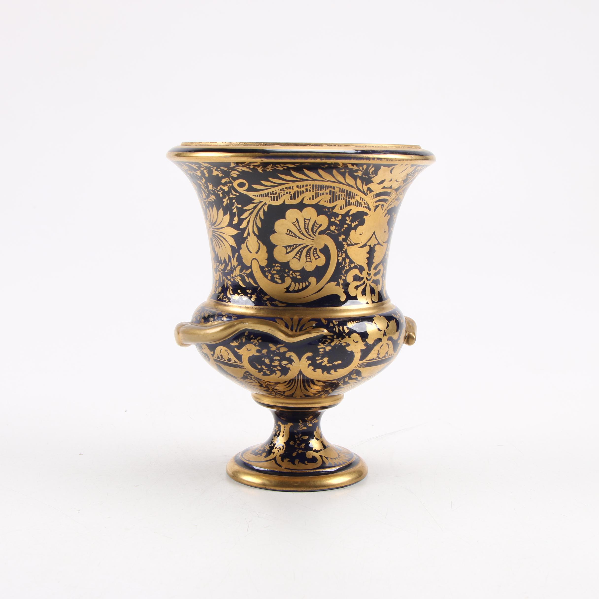 English Cobalt and Gilt Landscape Urn, Royal Vienna and Other European Porcelain