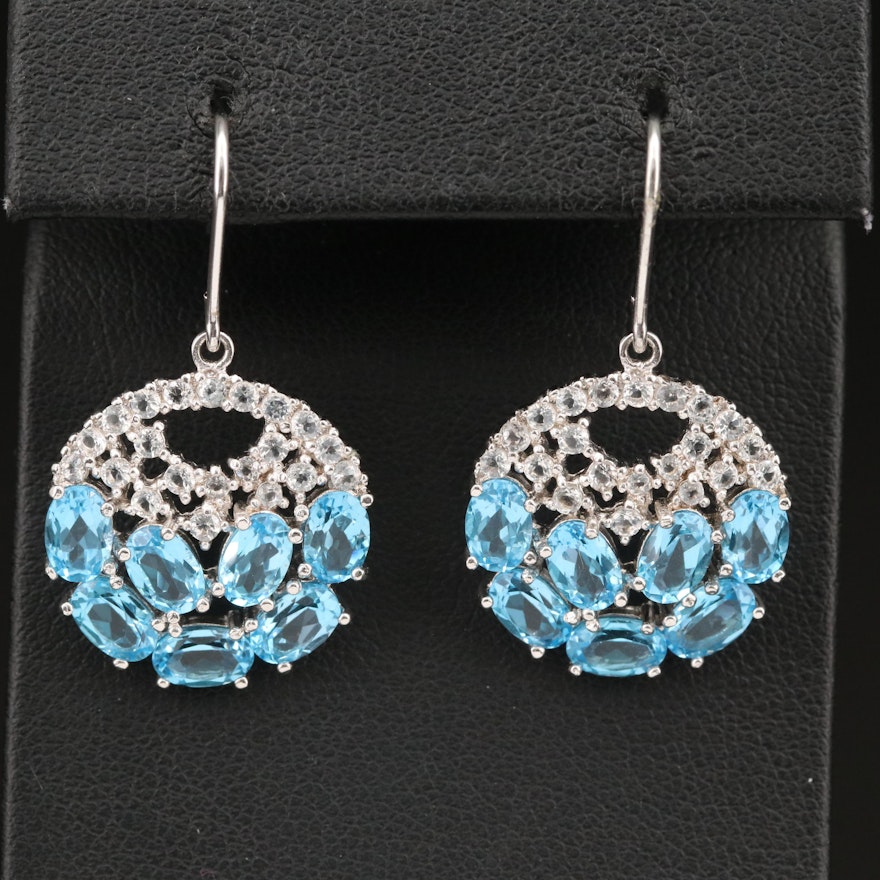 Circular Openwork Topaz Cluster Earrings in Sterling