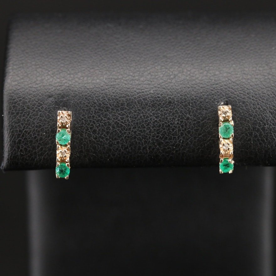 14K Emerald and Diamond Earrings