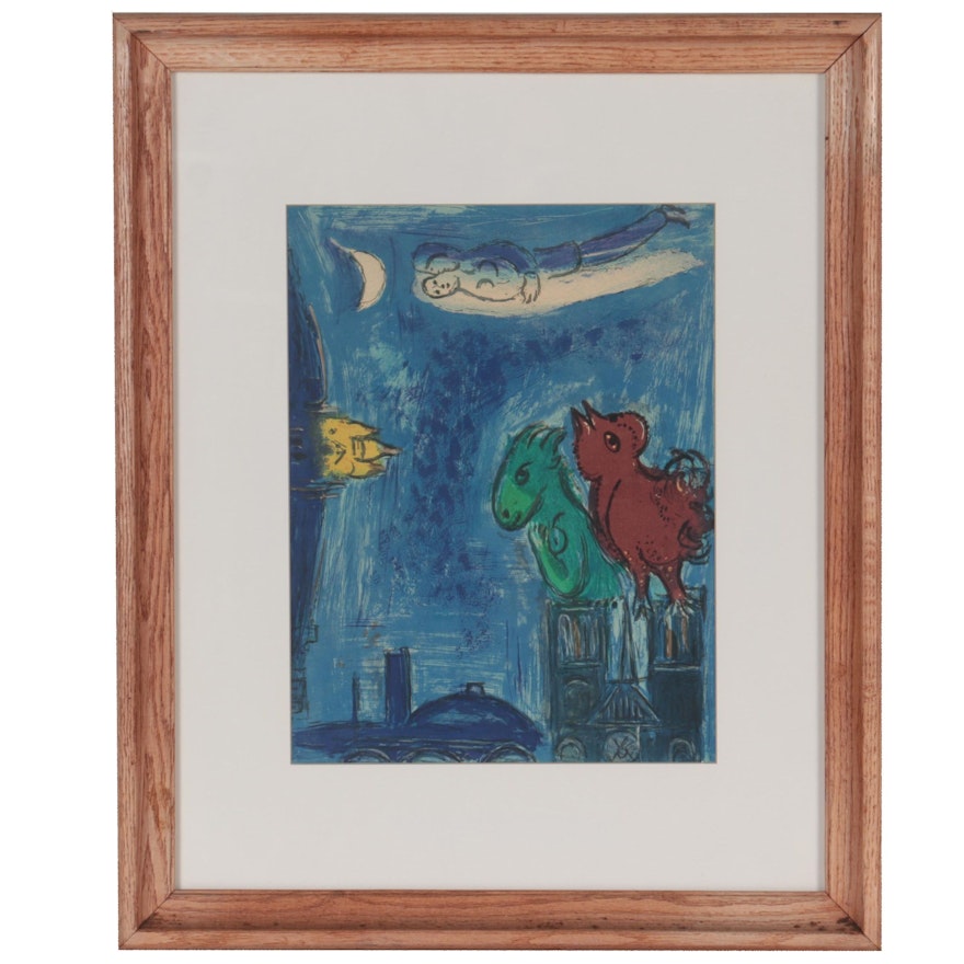 Marc Chagall Lithograph "Les Monstres de Notre-Dame" from "Derrière le Miroir"