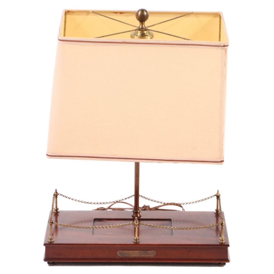Mounted Wood Display Stand Table Lamp, Mid-20th Century
