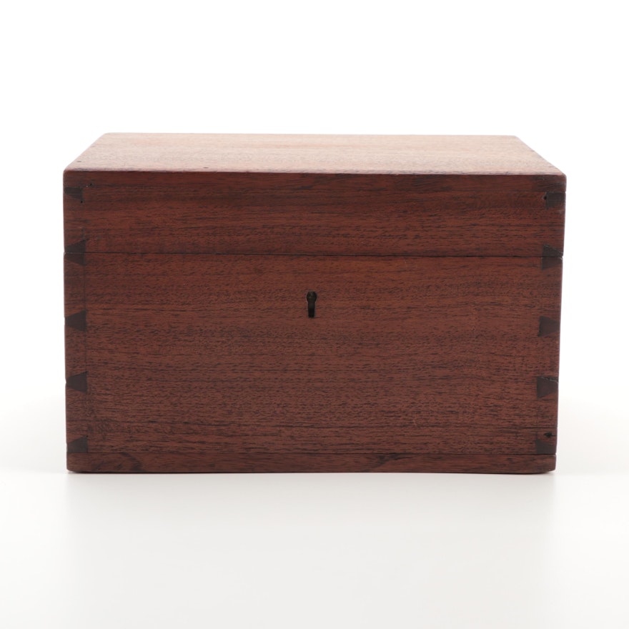 Mahogany Dovetail Document Box, Mid to Late 19th Century