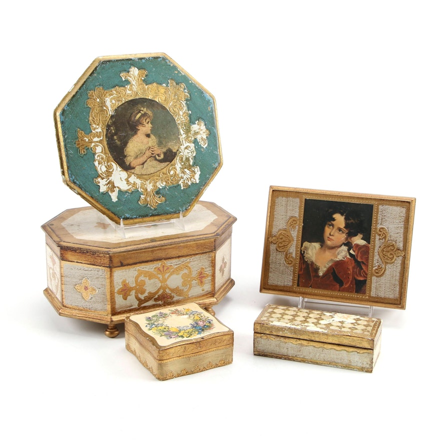 Florentine Jewelry and Decorative Boxes, Mid-20th Century