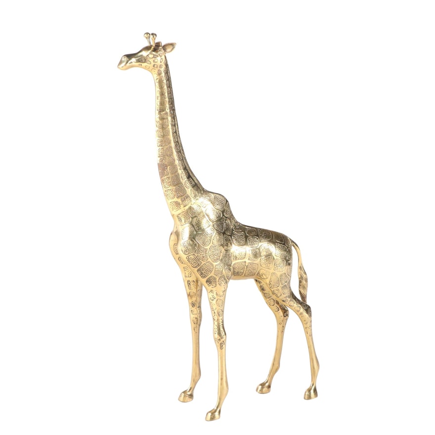 Cast Brass Giraffe, Late 20th Century