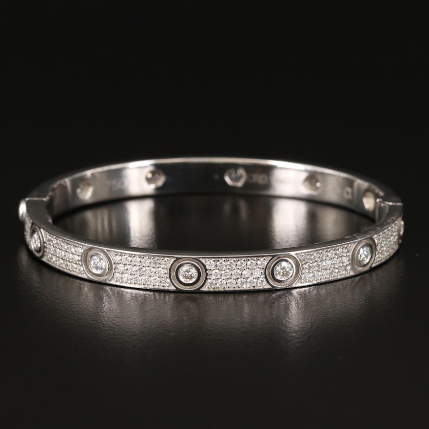 18K 3.50 CTW Diamond Hinged Bangle