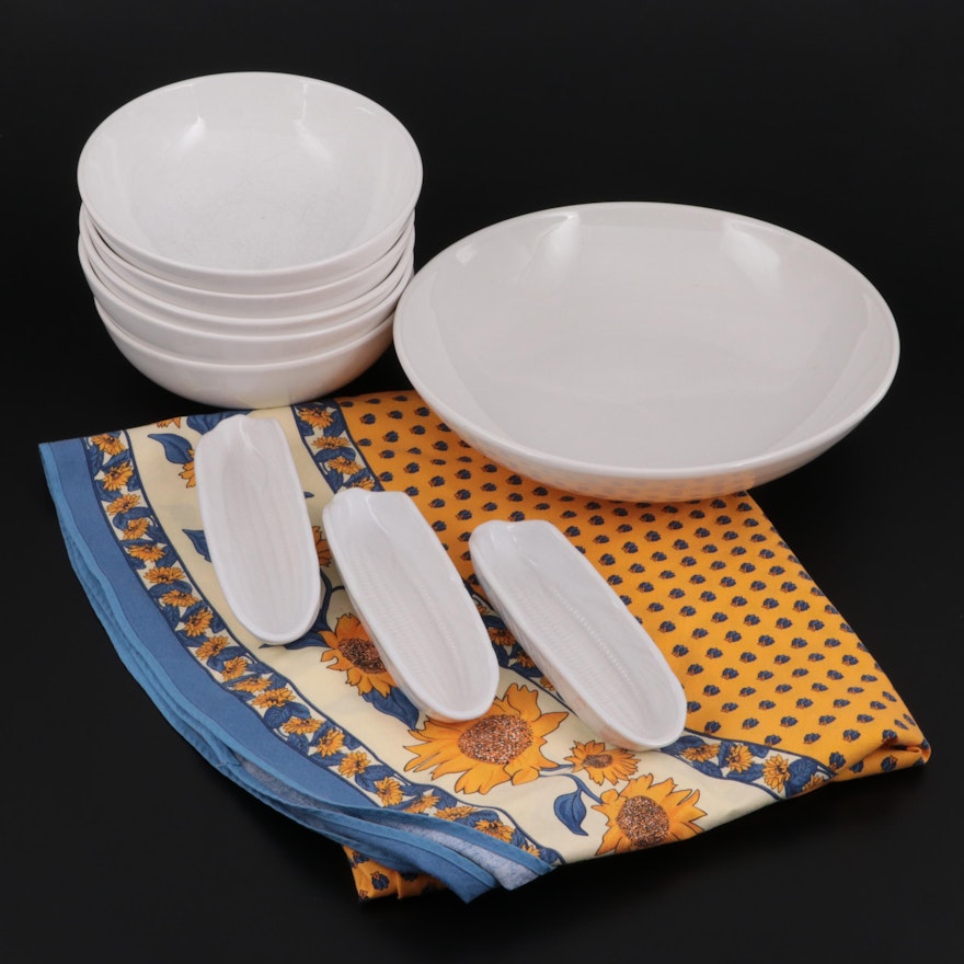 Italian Ceramic Serving Bowl with Crate & Barrel Pasta Bowls and Other Tableware