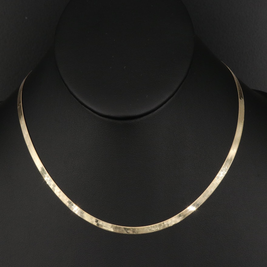 14K Herringbone Chain Necklace