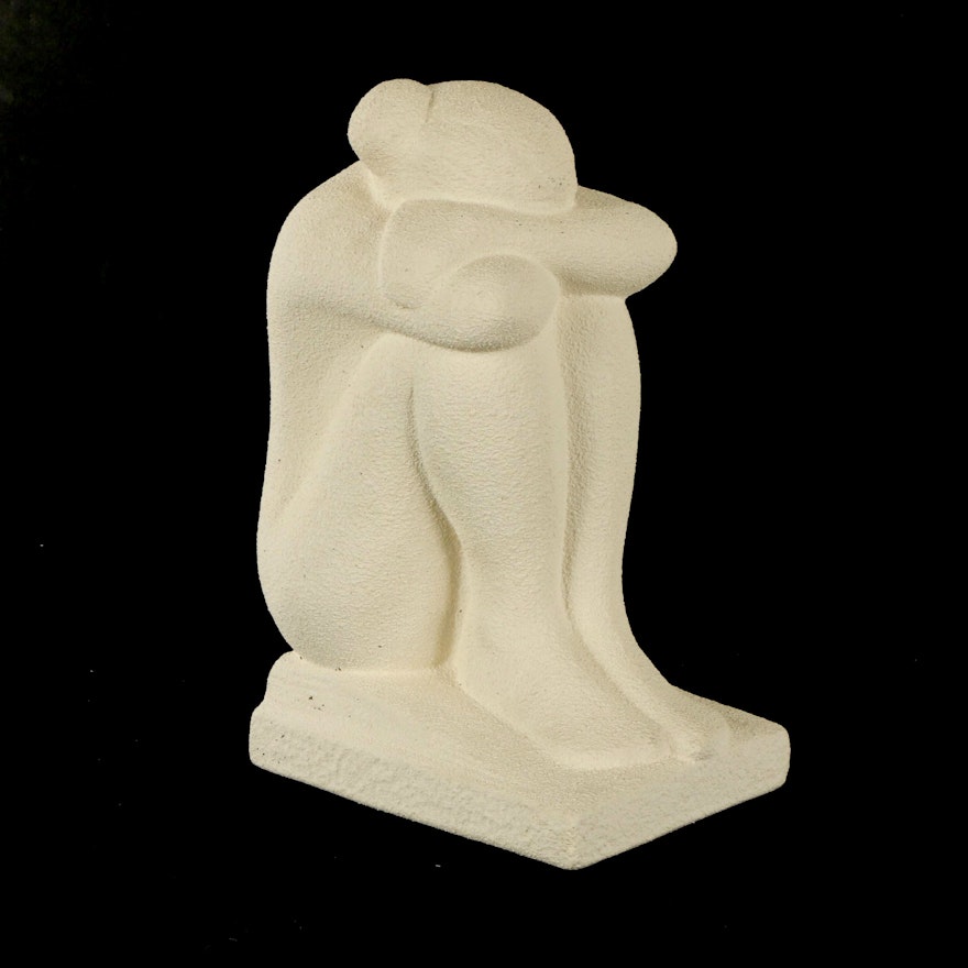 Royal Haeger Pottery Nude Woman Resting on Her Knees Sculpture, 1998