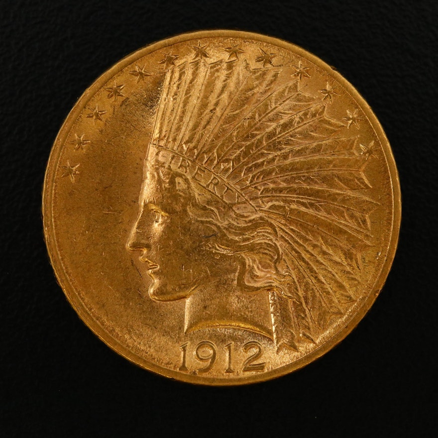 1912 Indian Head $10 Eagle Gold Coin