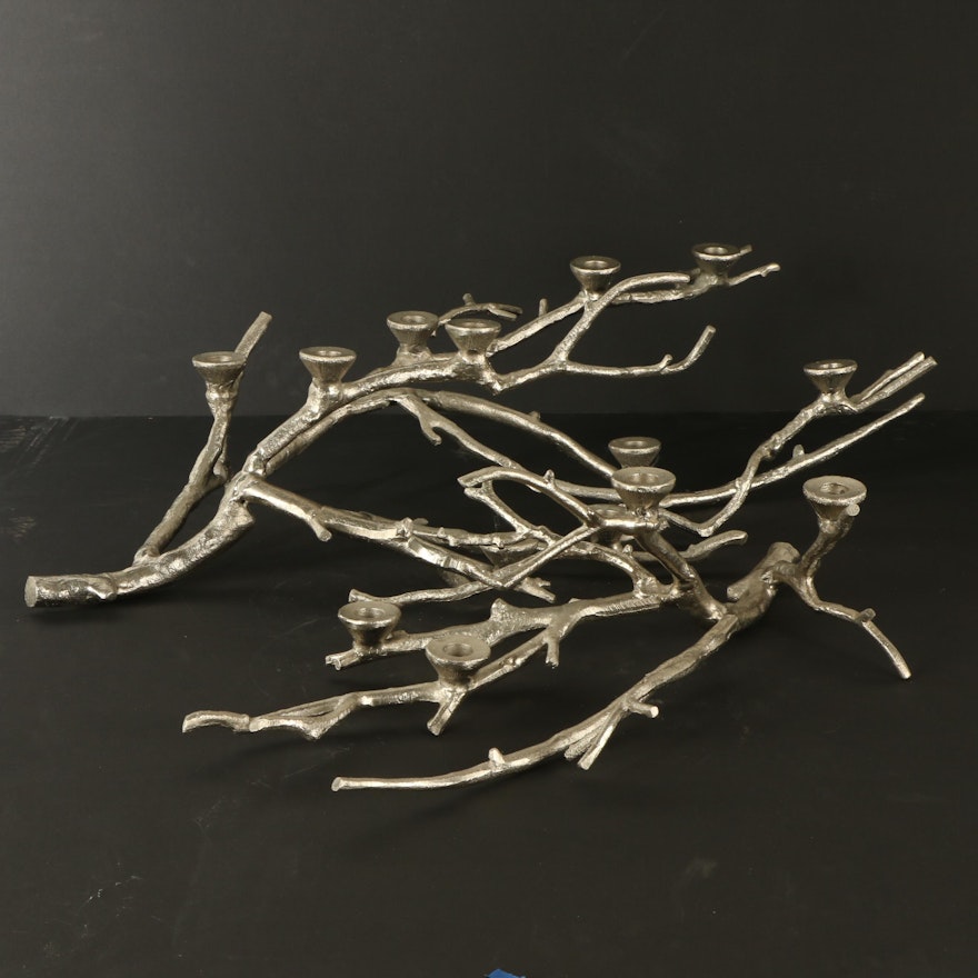 Metal Table Top Twig Motif Candle Holders