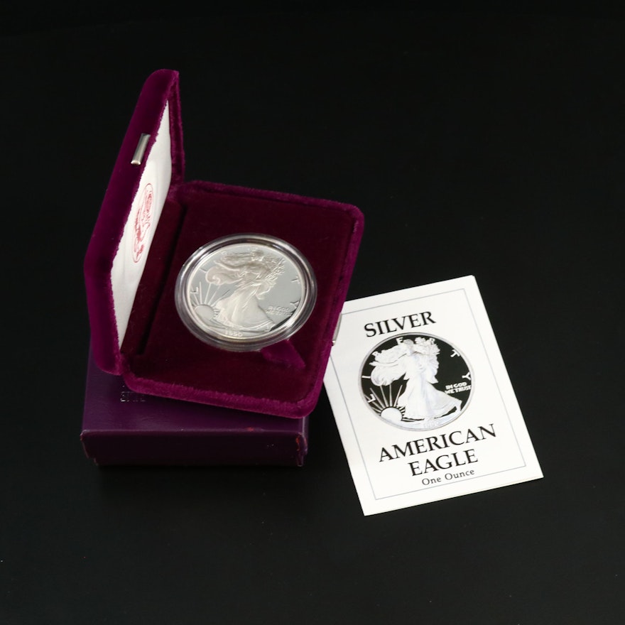 .999 Fine Silver Eagle Proof Dollar Coin, 1990