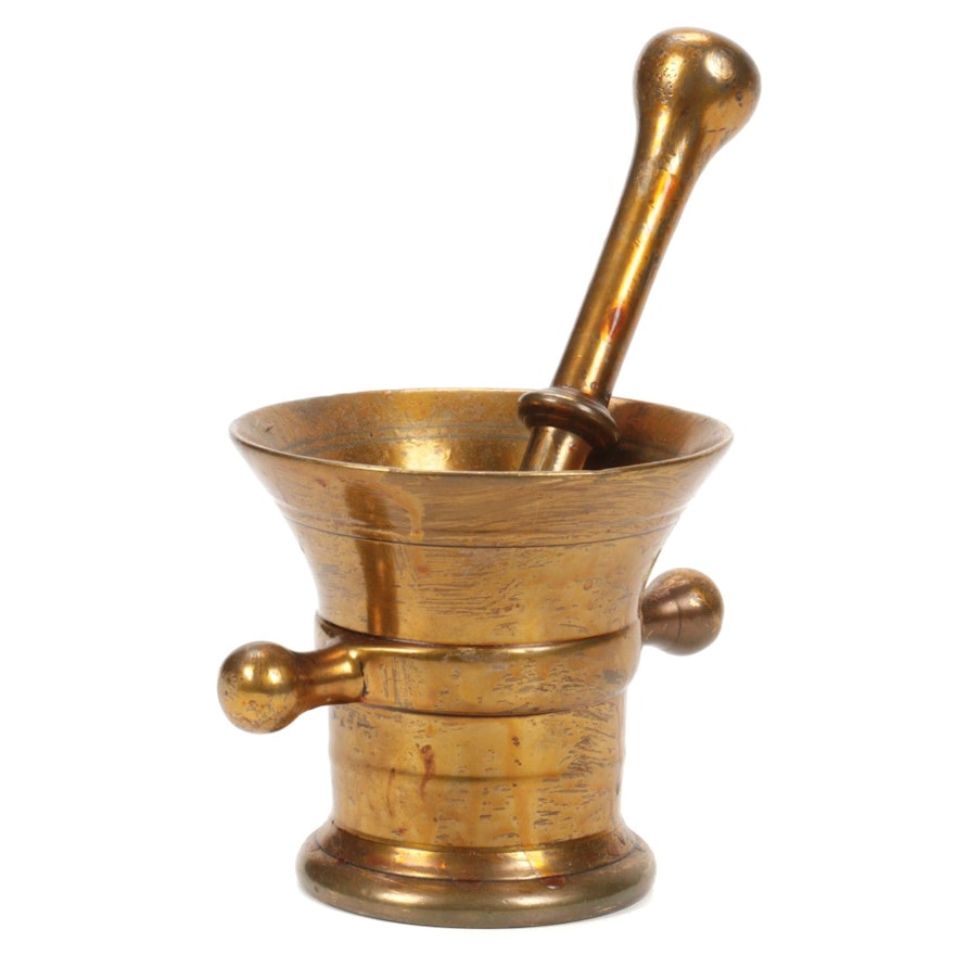 Brass Plated Mortar and Pestle
