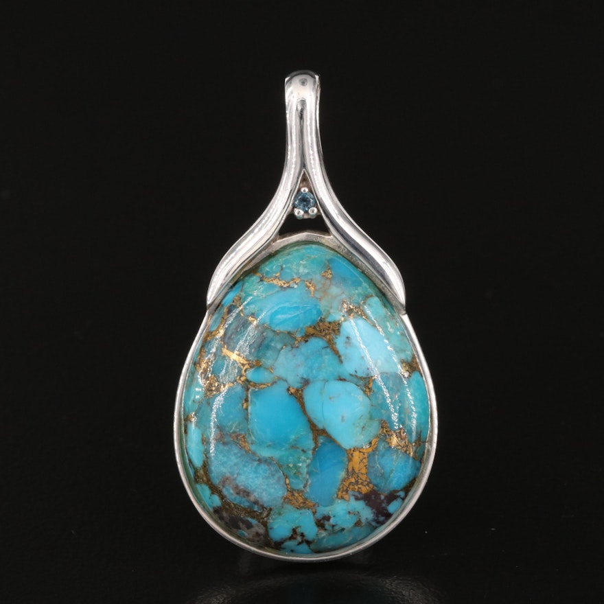 Sterling Silver Turquoise and Topaz Pendant