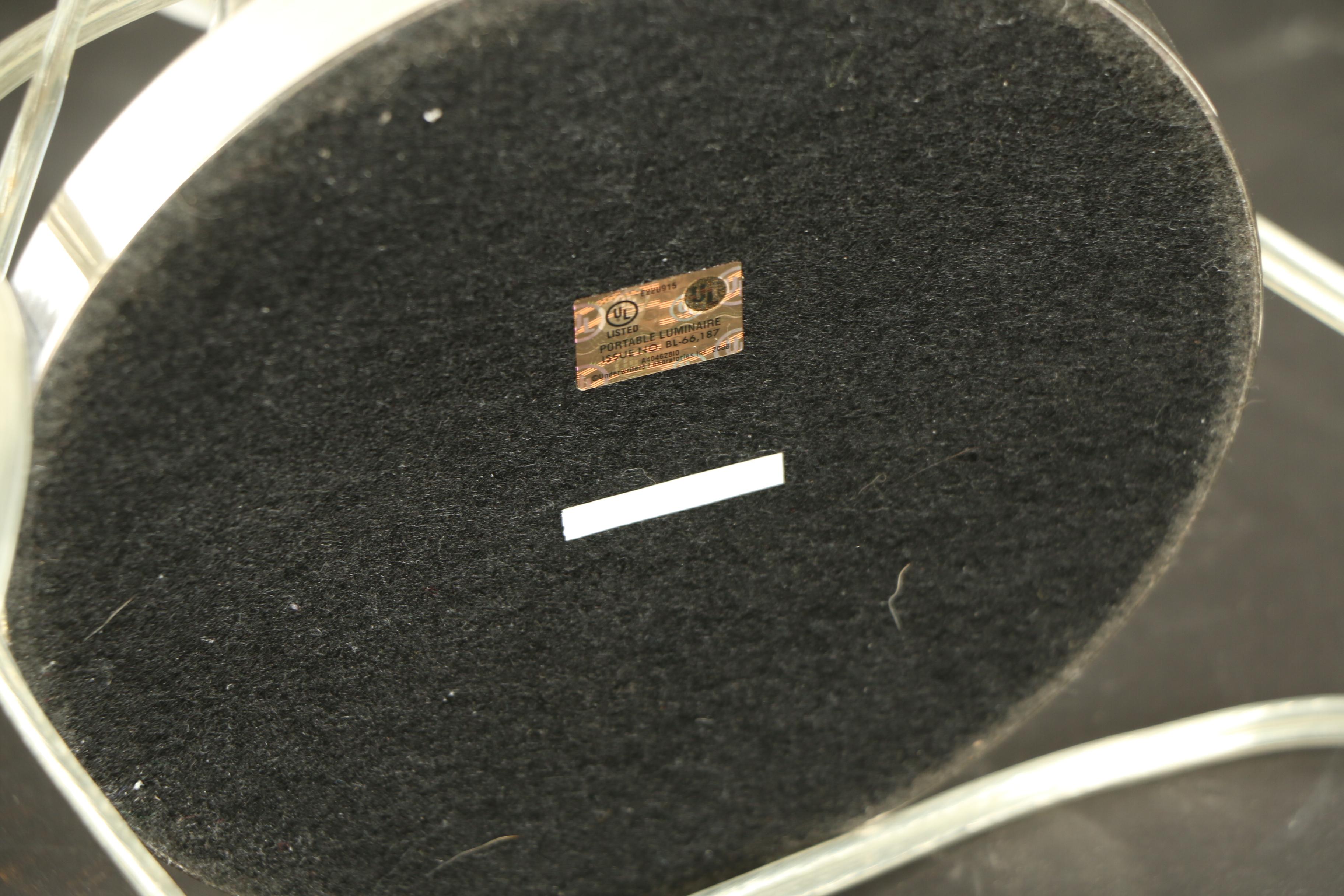 Pair of Contemporary Stacked Glass and Metal Table Lamps