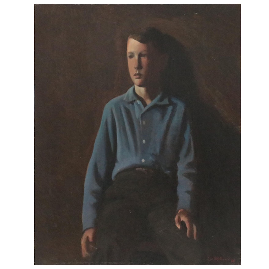 Edmond J. Fitzgerald Oil Portrait of Young Boy, 1955