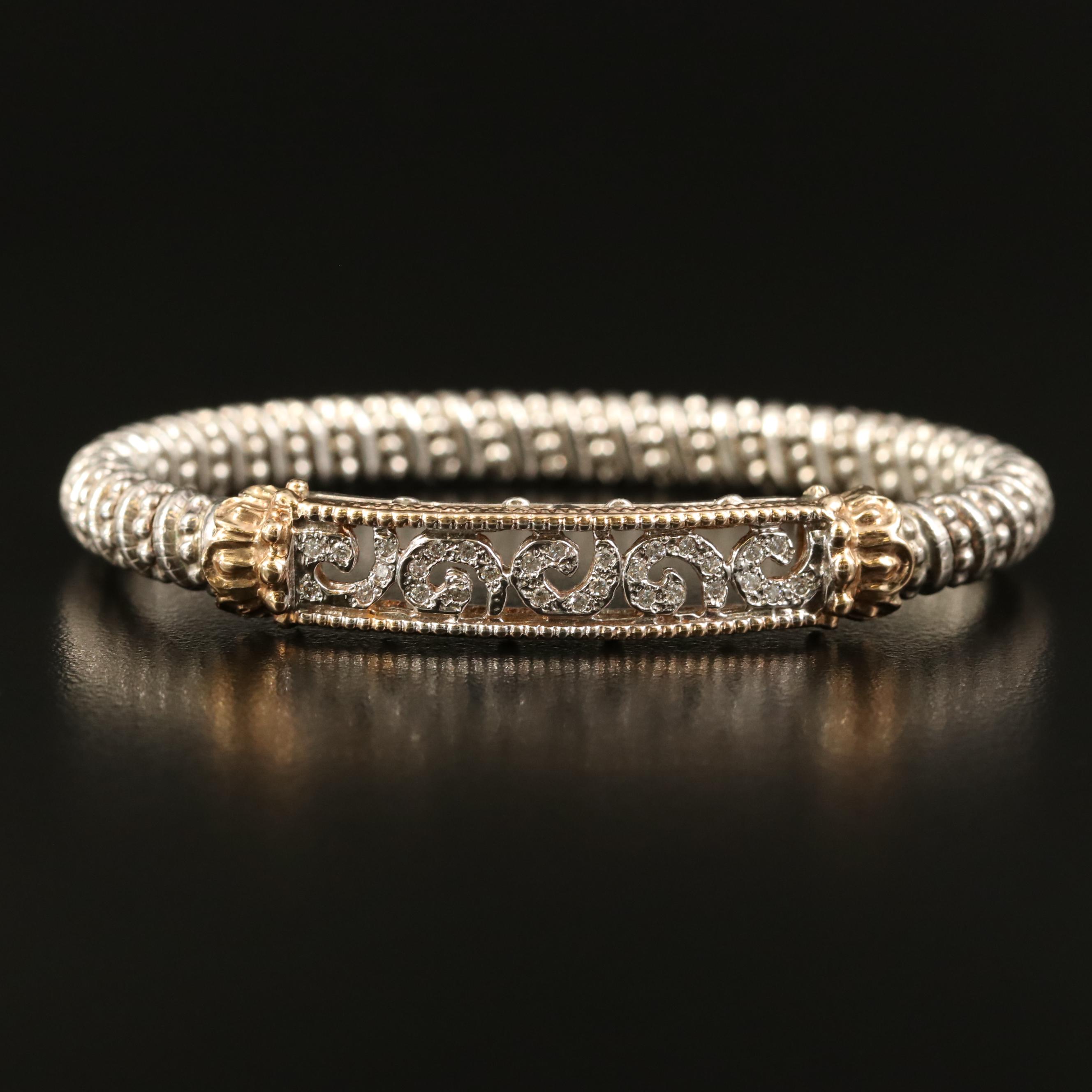 14K and Sterling Silver Diamond Bracelet