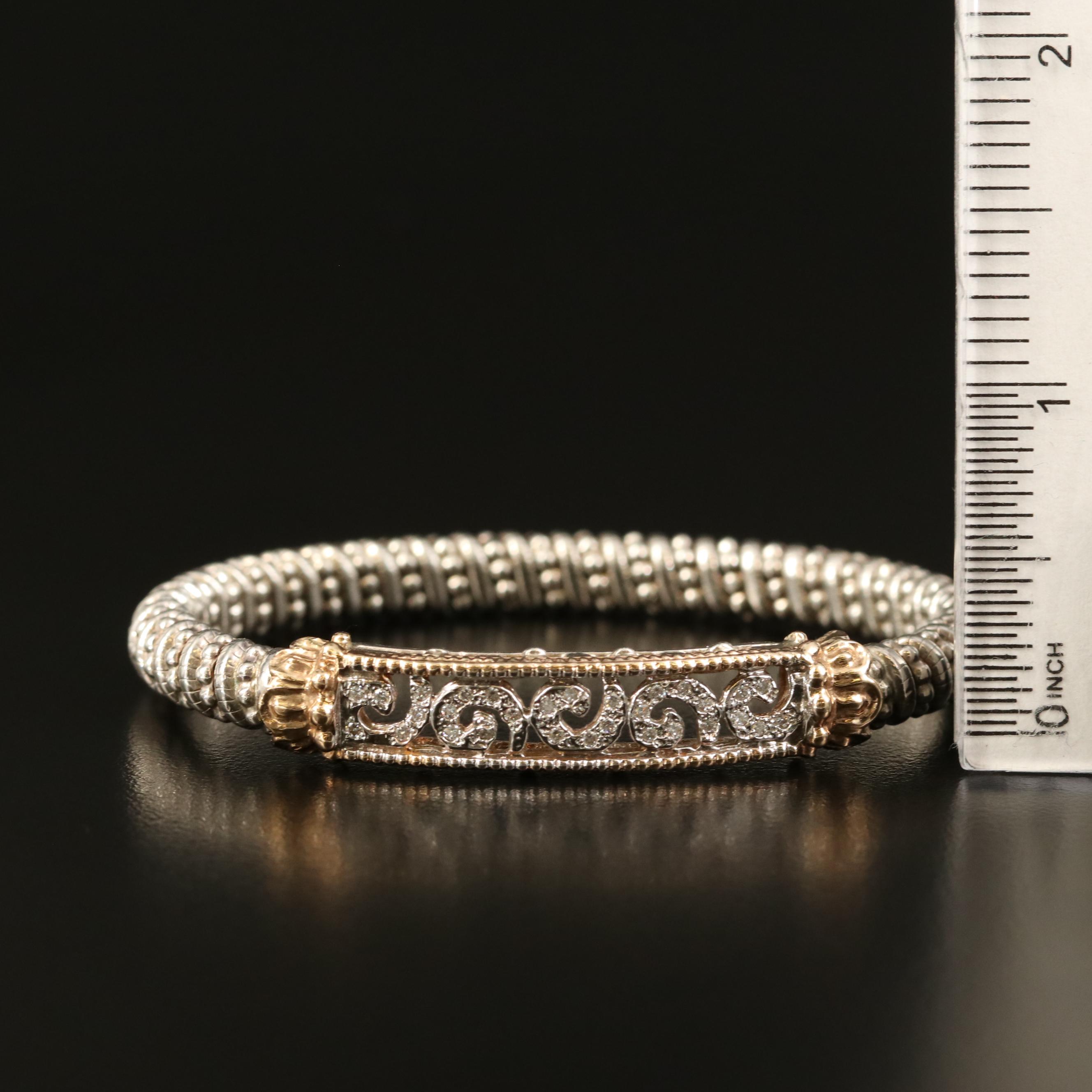 14K and Sterling Silver Diamond Bracelet