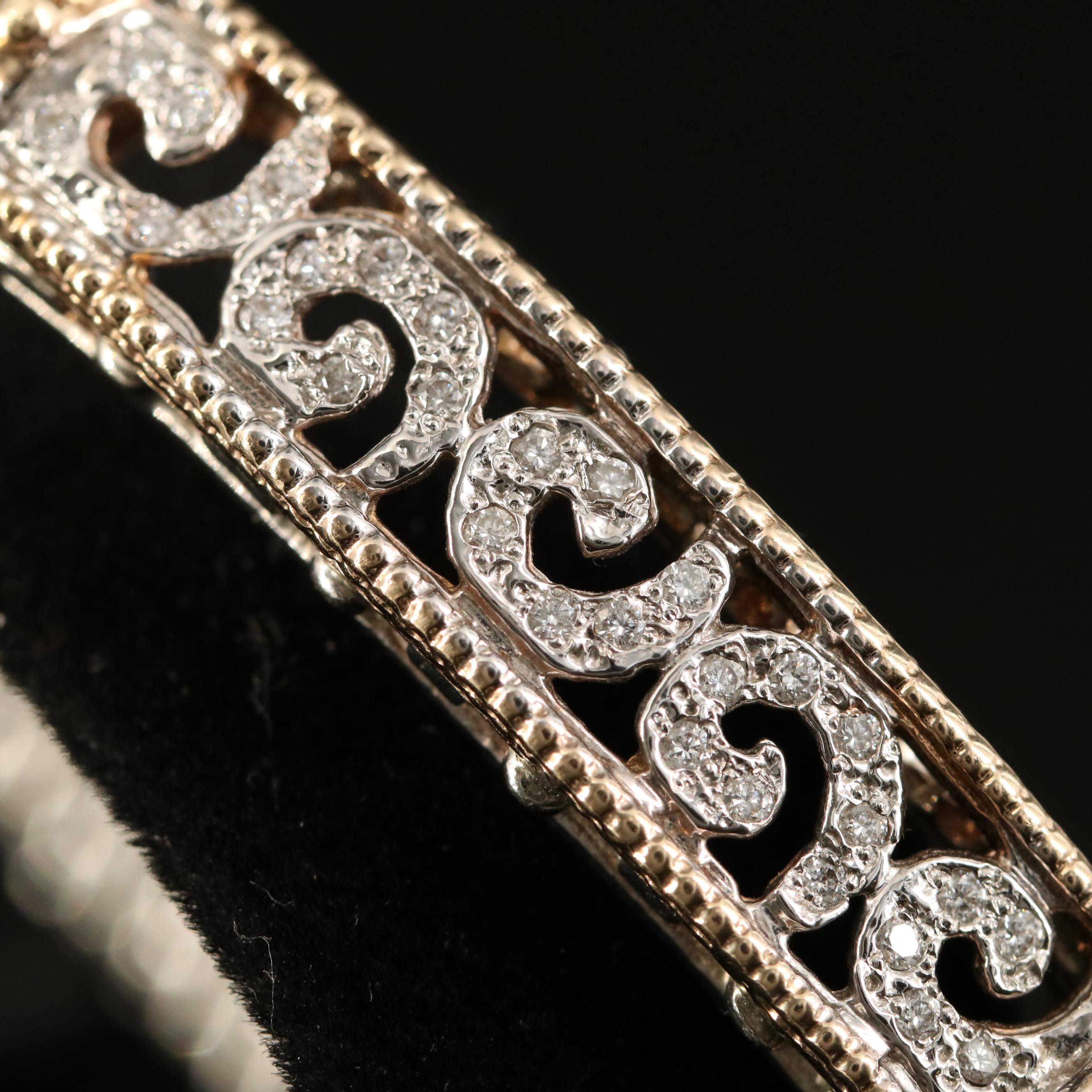 14K and Sterling Silver Diamond Bracelet