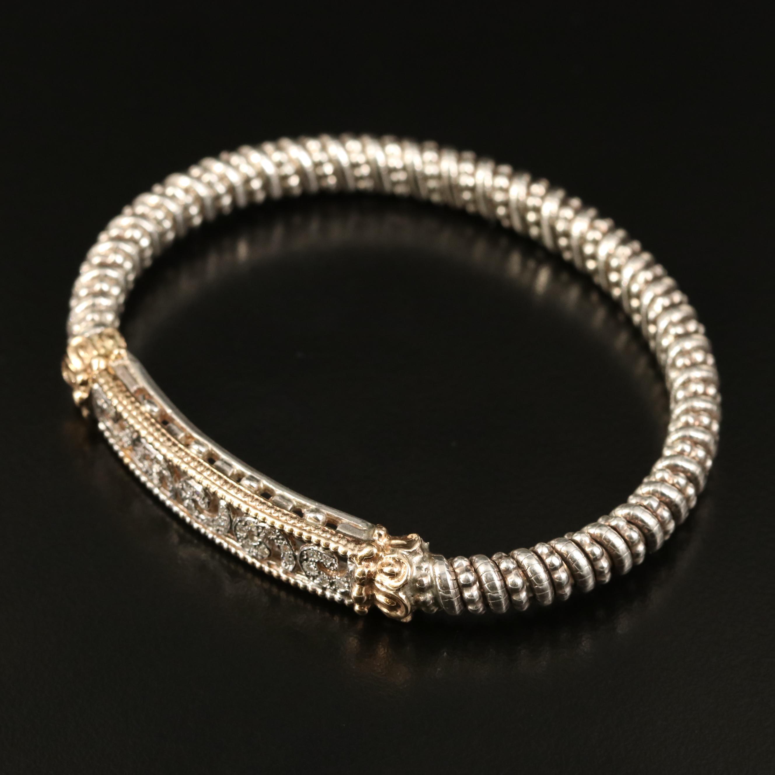 14K and Sterling Silver Diamond Bracelet