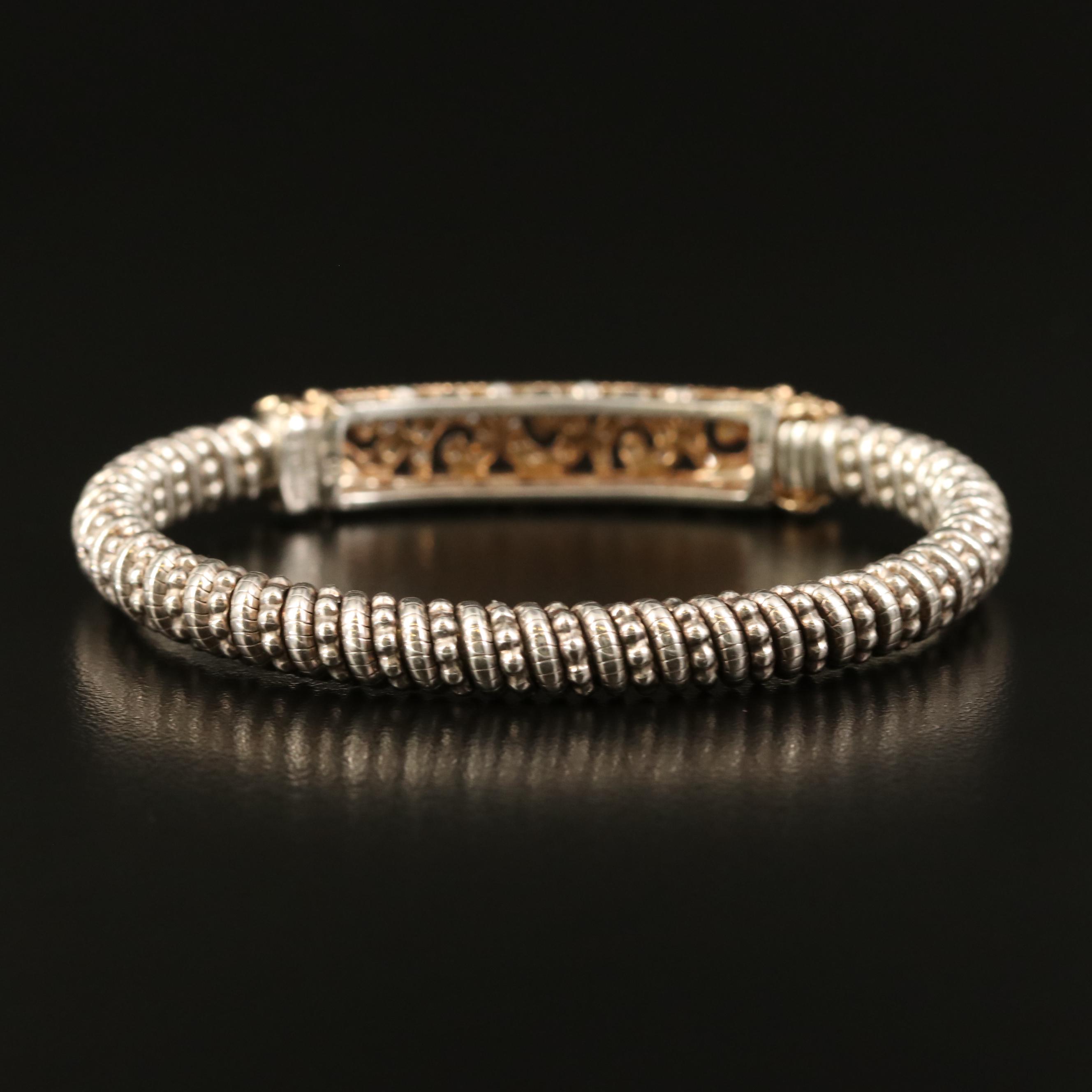 14K and Sterling Silver Diamond Bracelet