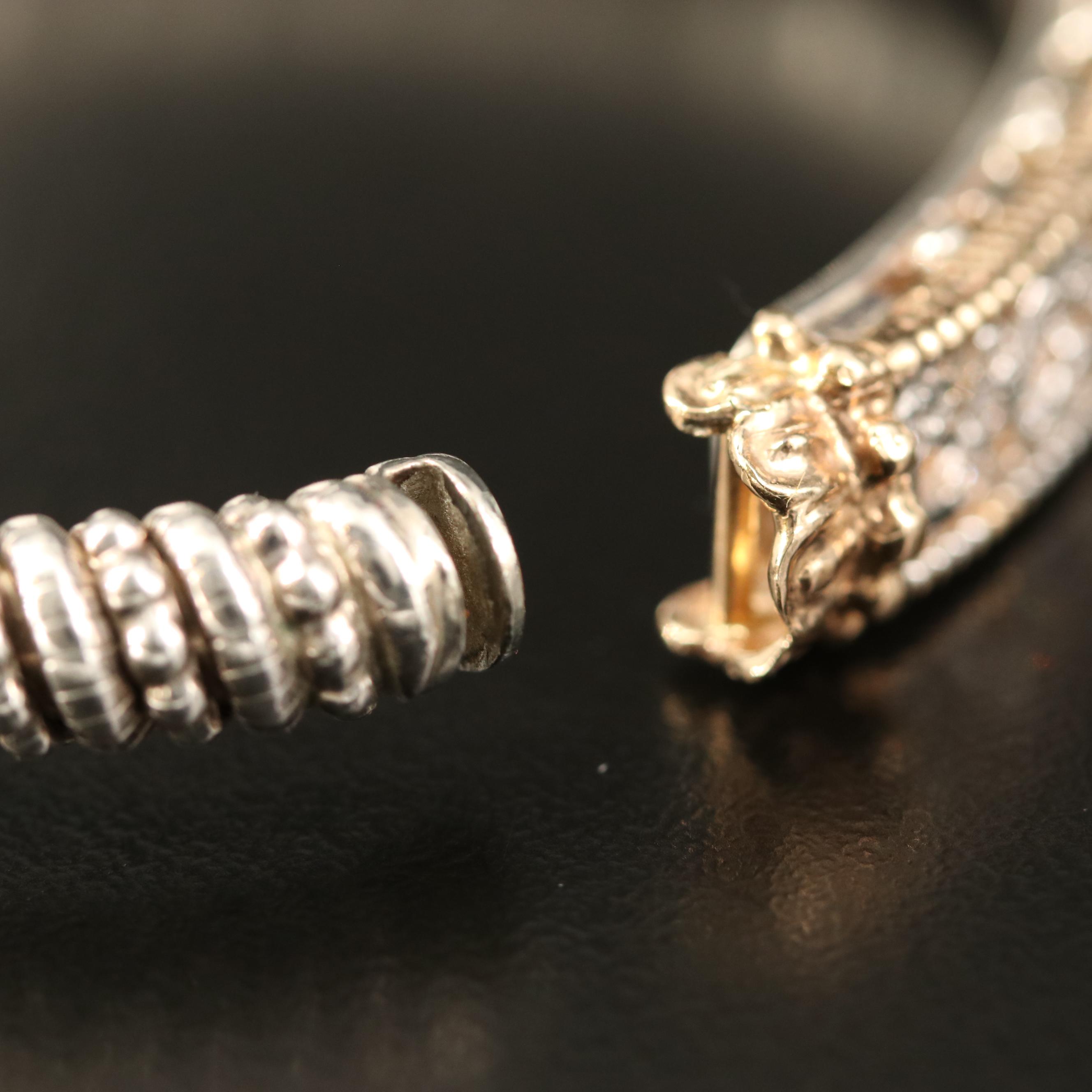 14K and Sterling Silver Diamond Bracelet