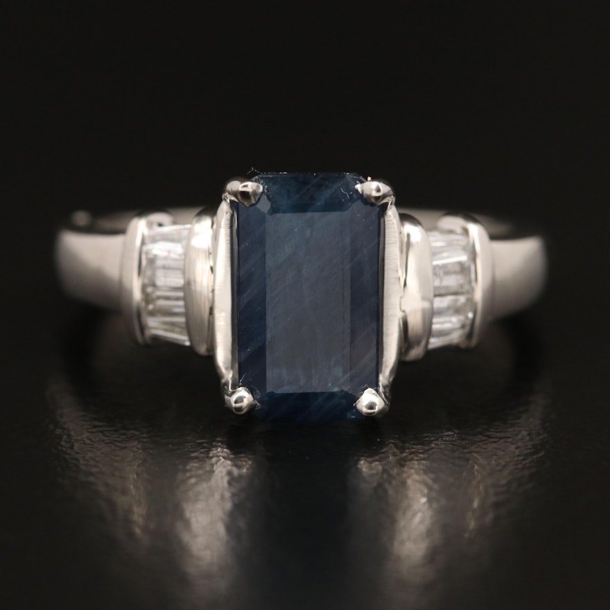 Platinum 1.93 CT Sapphire and Diamond Ring
