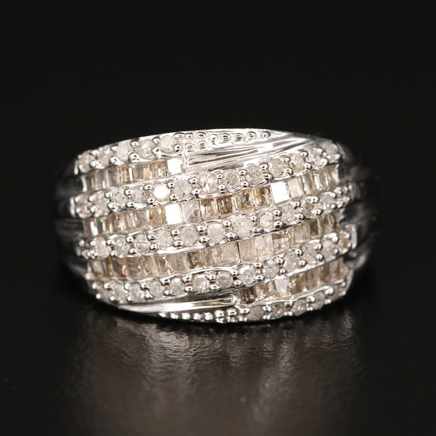 Sterling Diamond Multi-Row Band