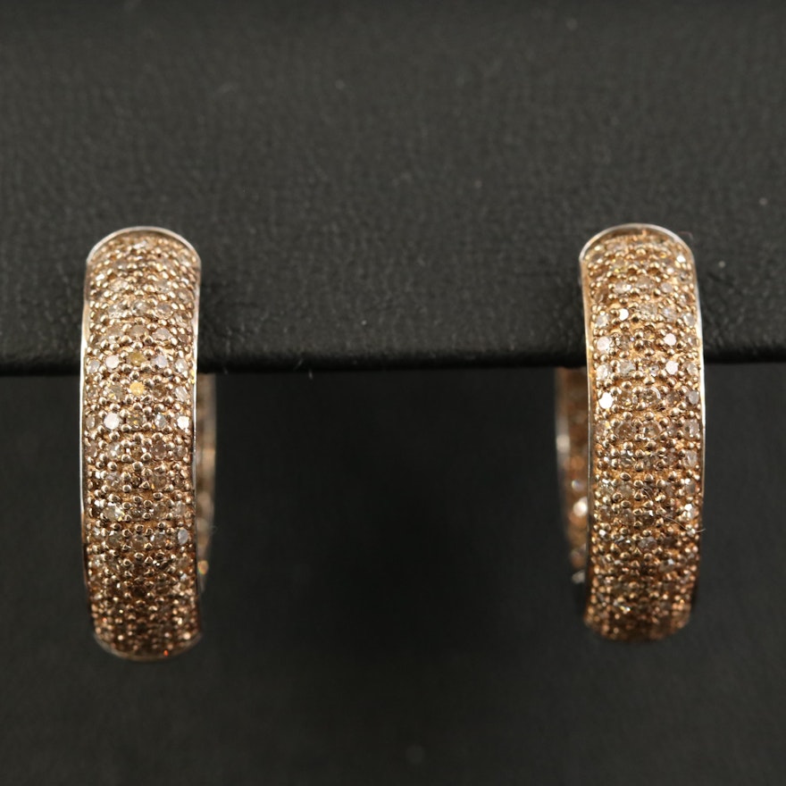Sterling 1.47 CTW Brown Diamond Inside-Out Hoop Earrings