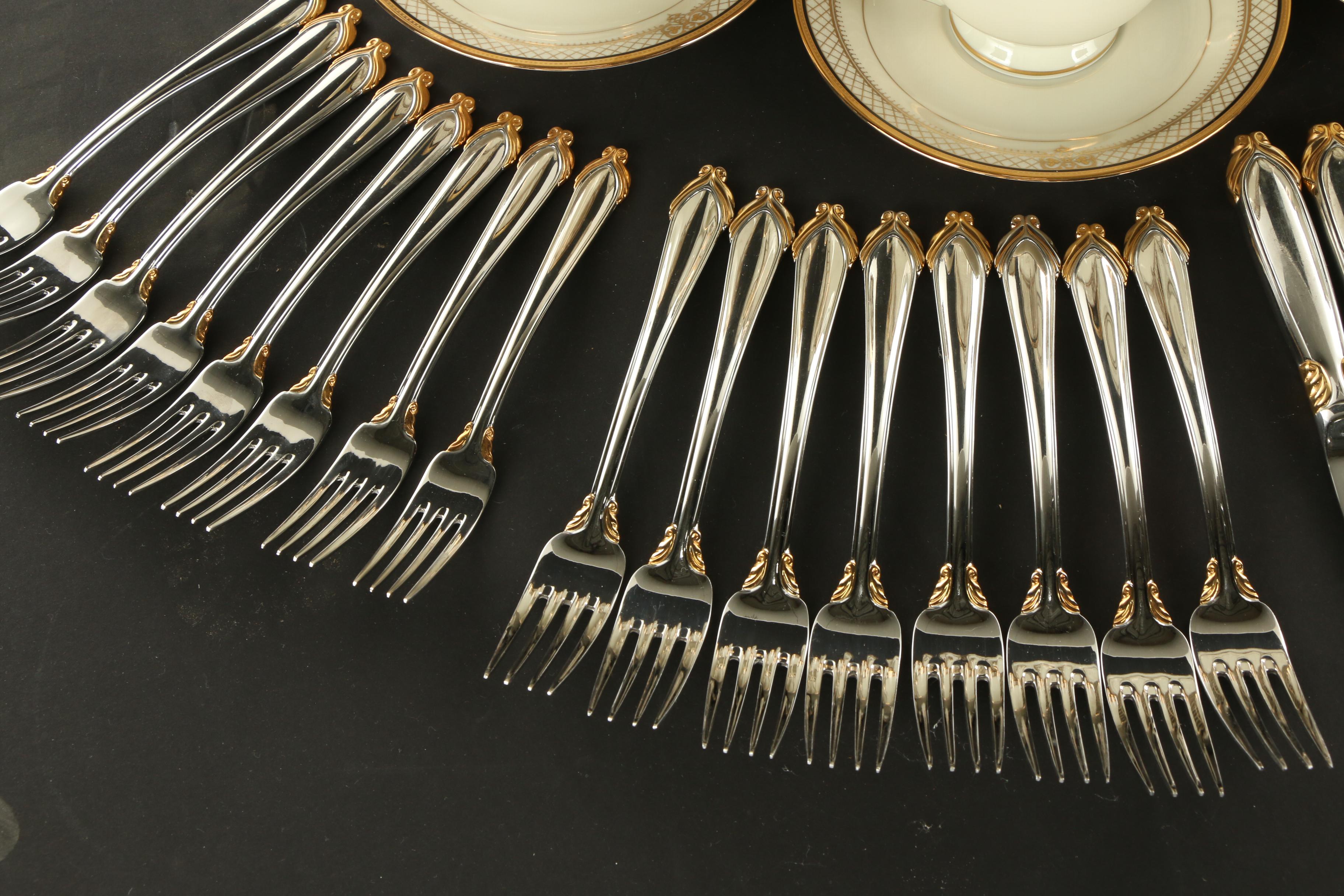 Mikasa "Regal Court" Porcelain Dinnerware and Flatware, Late 20th Century
