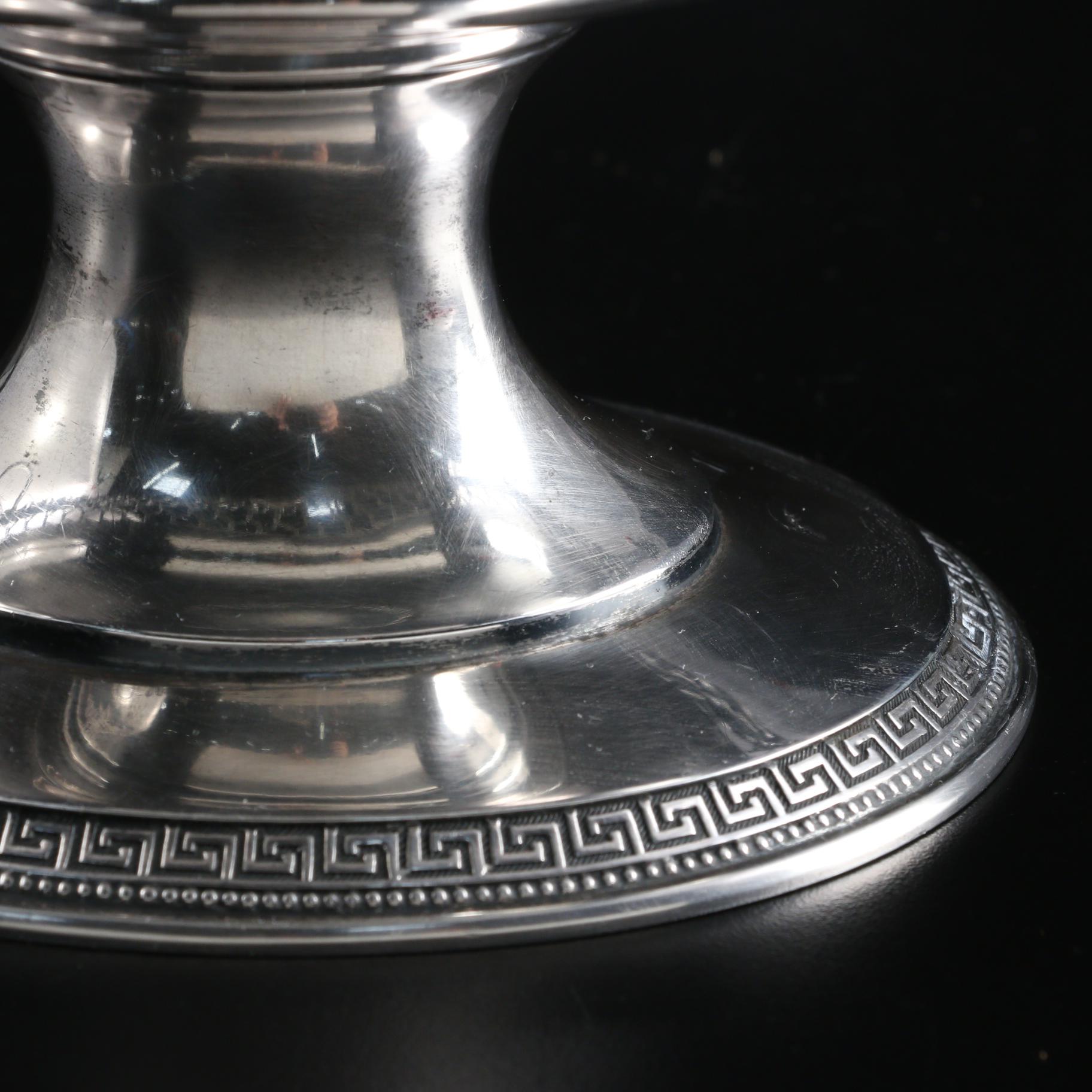 William Gale & Son Greek Key Bordered Sterling Silver Footed Fruit Basket